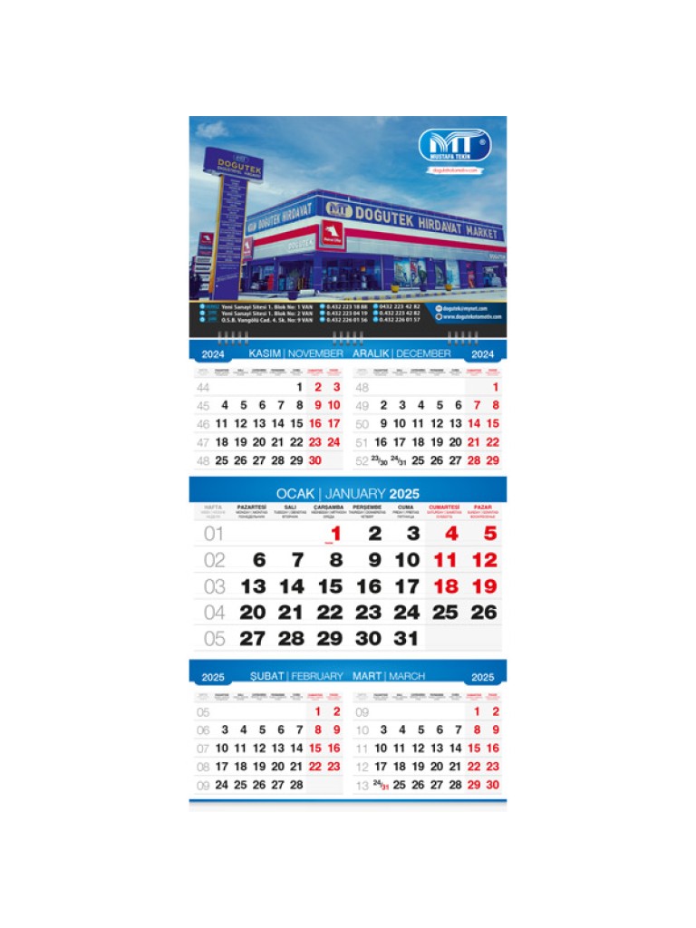 13 Beş Aylık Gemici Takvim